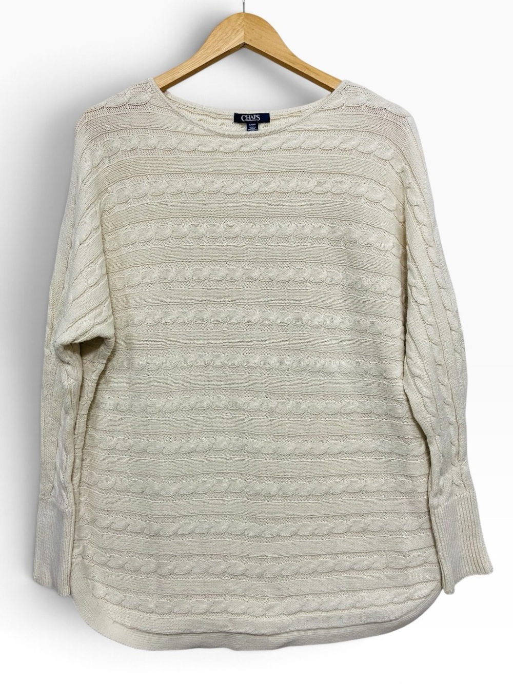 CHAPS Cable Knit Cream Relaxed Sweater - Women’s Large